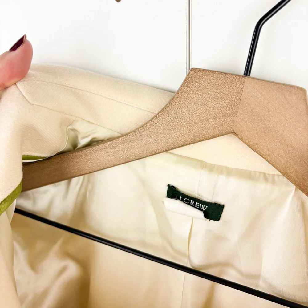 J. Crew 100% Wool Lexington Italian Jacket Pea Coat Blazer Cream Yellow Size 6 - Picture 5 of 10
